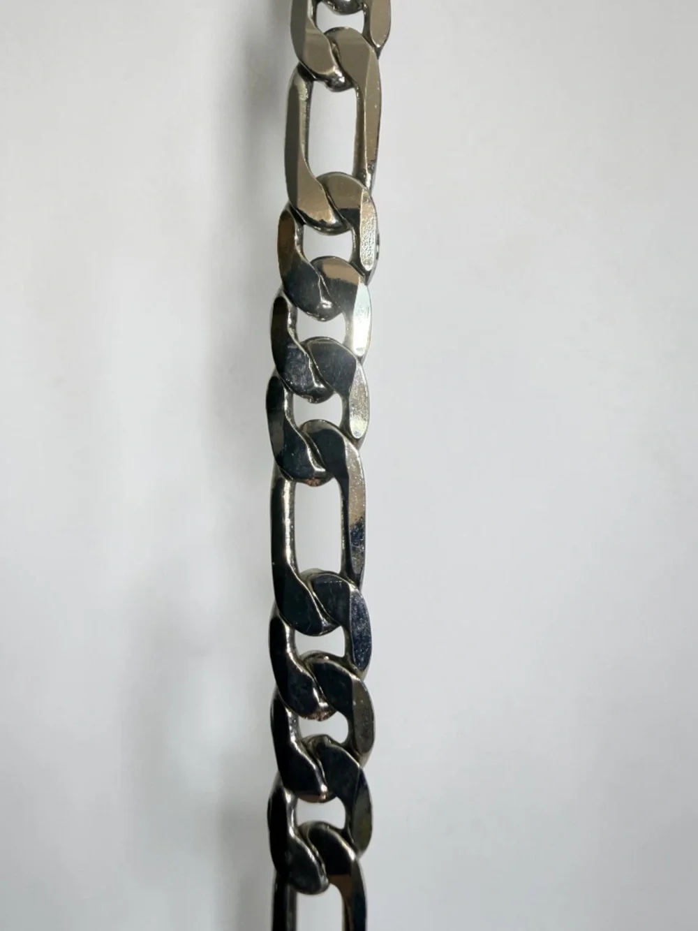 Silver Tone Figaro Link Chain Necklace Unisex Stainless Steel Style Jewelry